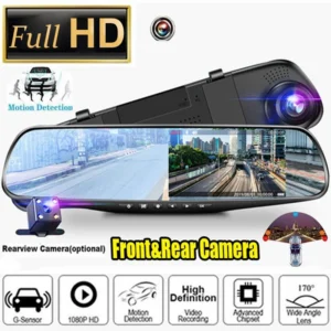 Dash Cam Car DVR 24H HD 1296P – Dual Lens, Built-in GPS, WiFi, G-Sensor